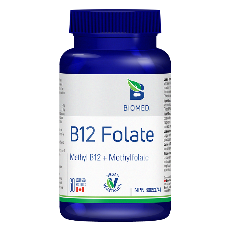B12 Folate 60 pastilles | Méthylcobalamine et méthylfolate – Bio Lonreco